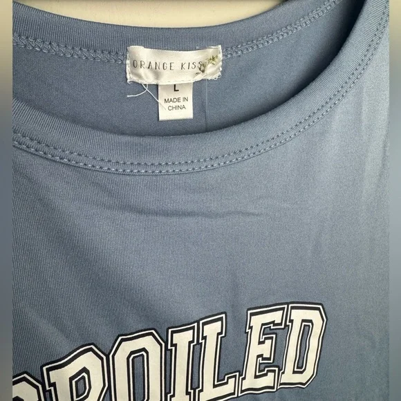 ORANGE KISS Blue T-shirt Spoiled Word NWT - Picture 5 of 5